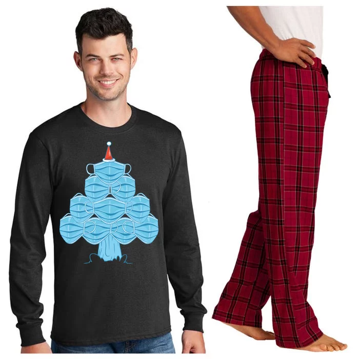 Christmas Quarantine Face Mask Tree Long Sleeve Pajama Set