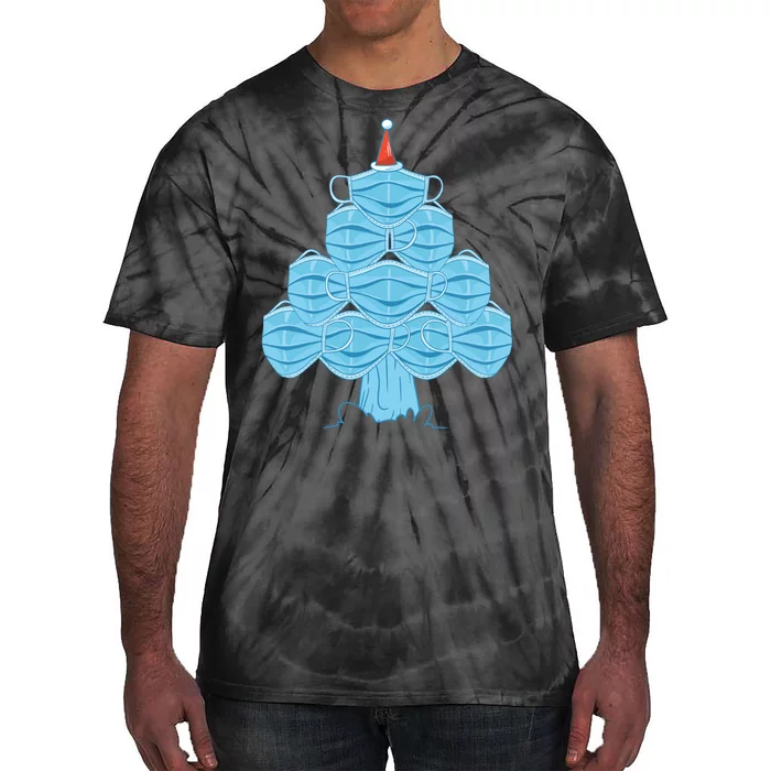 Christmas Quarantine Face Mask Tree Tie-Dye T-Shirt