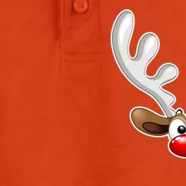 Christmas Red Nose Reindeer Face Dry Zone Grid Performance Polo