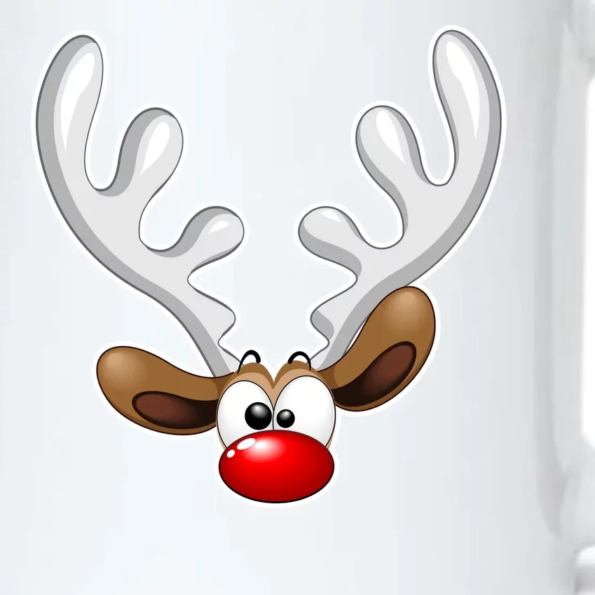 Christmas Red Nose Reindeer Face Black Color Changing Mug