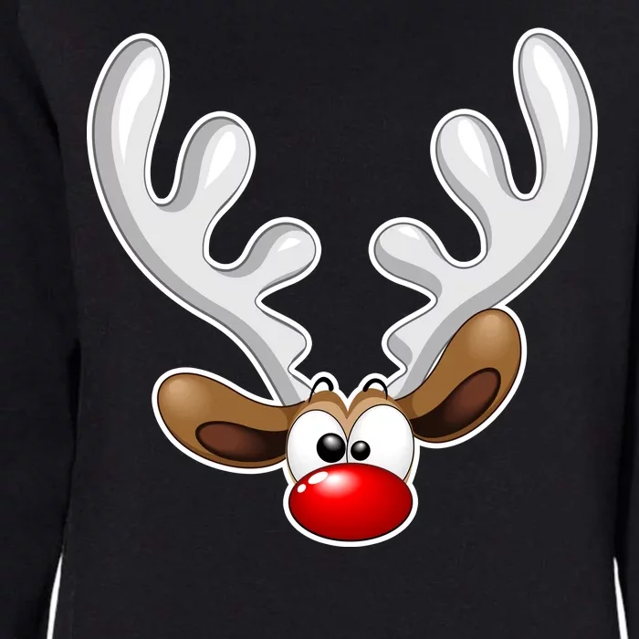 Christmas Red Nose Reindeer Face Womens California Wash Sweatshirt