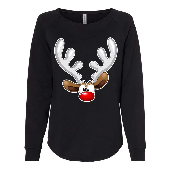 Christmas Red Nose Reindeer Face Womens California Wash Sweatshirt