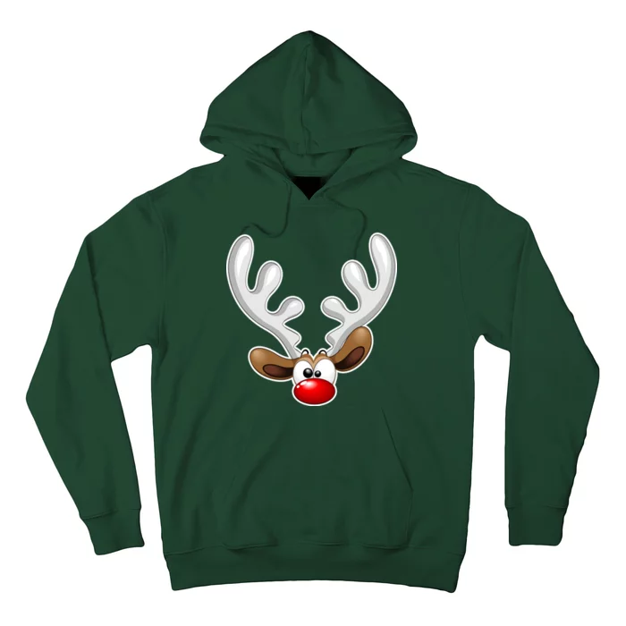 Christmas Red Nose Reindeer Face Hoodie