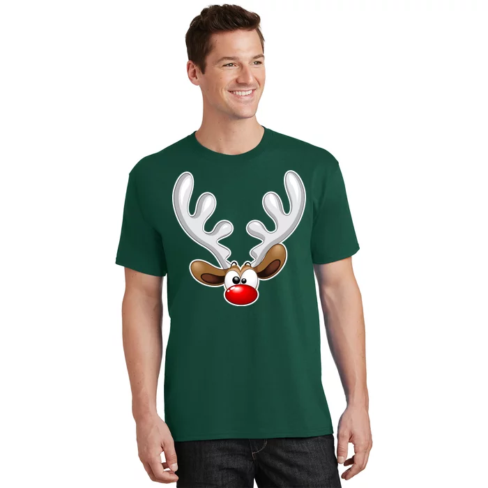 Christmas Red Nose Reindeer Face T-Shirt