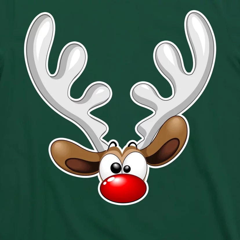 Christmas Red Nose Reindeer Face T-Shirt