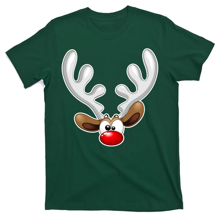 Christmas Red Nose Reindeer Face T-Shirt