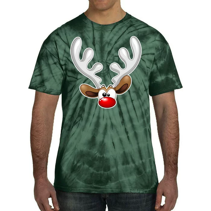 Christmas Red Nose Reindeer Face Tie-Dye T-Shirt