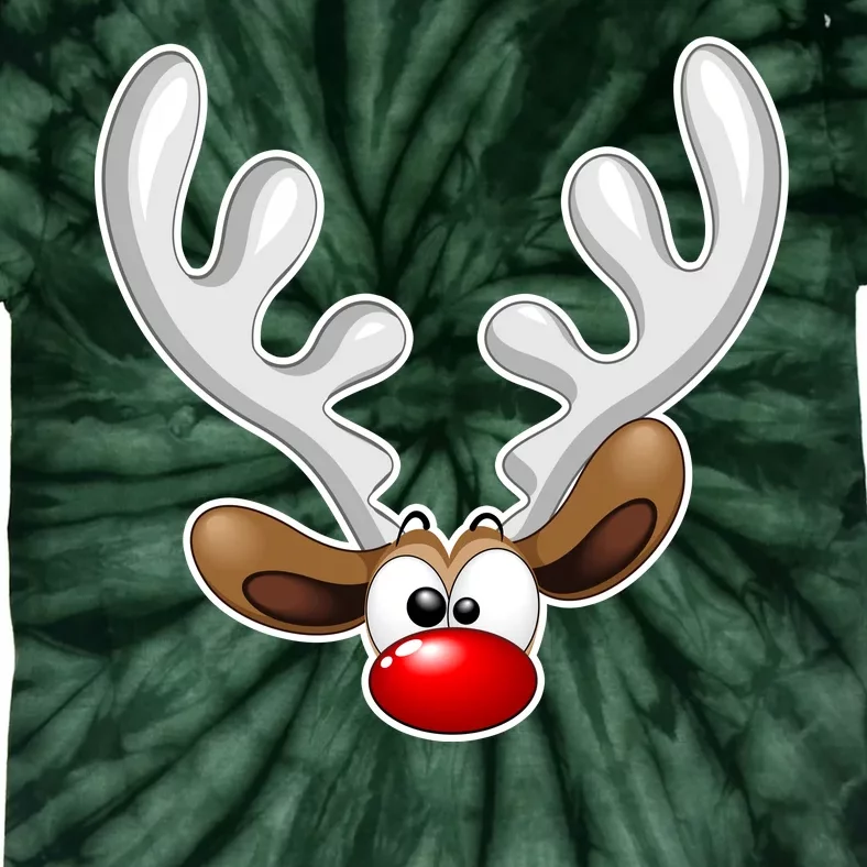 Christmas Red Nose Reindeer Face Tie-Dye T-Shirt