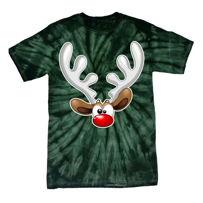 Christmas Red Nose Reindeer Face Tie-Dye T-Shirt