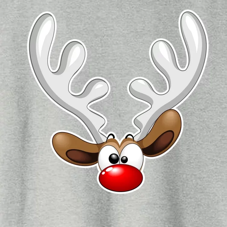 Christmas Red Nose Reindeer Face Women's Crop Top Tee