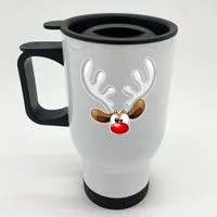 Christmas Red Nose Reindeer Face Front & Back Coffee Mug