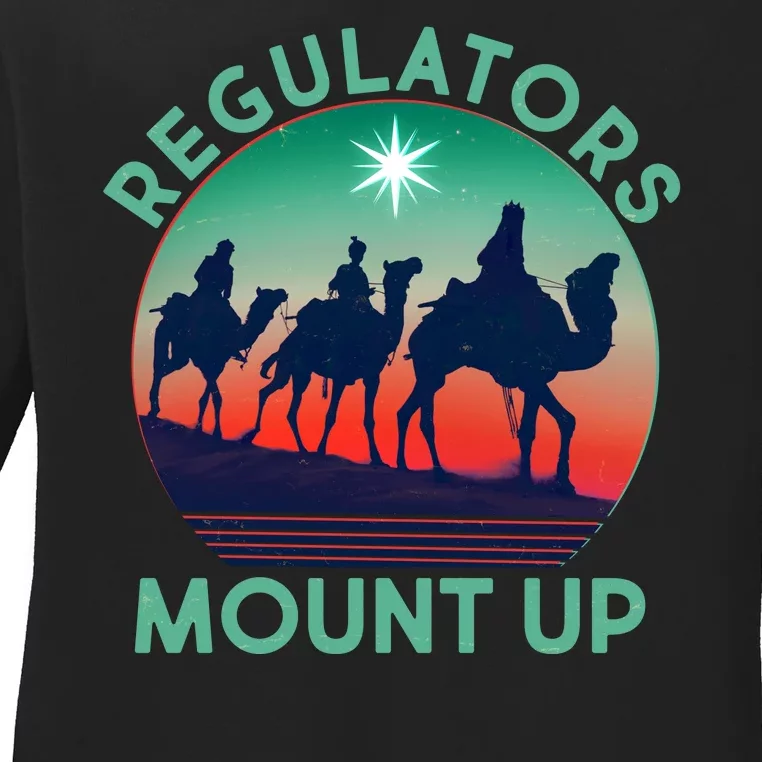 Christmas Regulars Mount Up Three Wise Men Ladies Long Sleeve Shirt