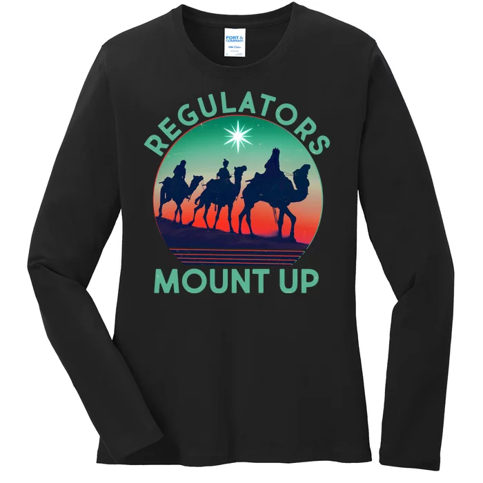 Christmas Regulars Mount Up Three Wise Men Ladies Long Sleeve Shirt