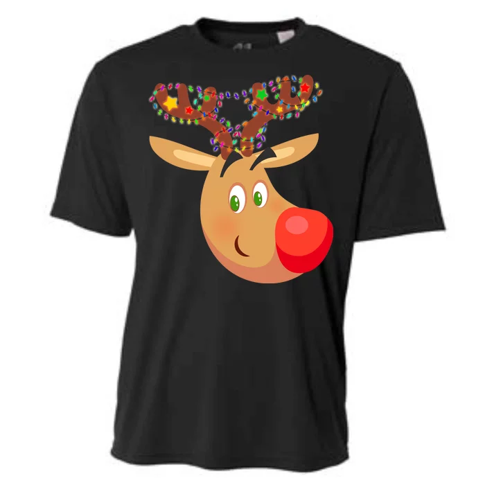 Christmas Reindeer Antler Lights Cooling Performance Crew T-Shirt