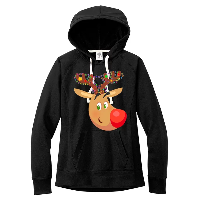 Christmas Reindeer Antler Lights Women's Fleece Hoodie