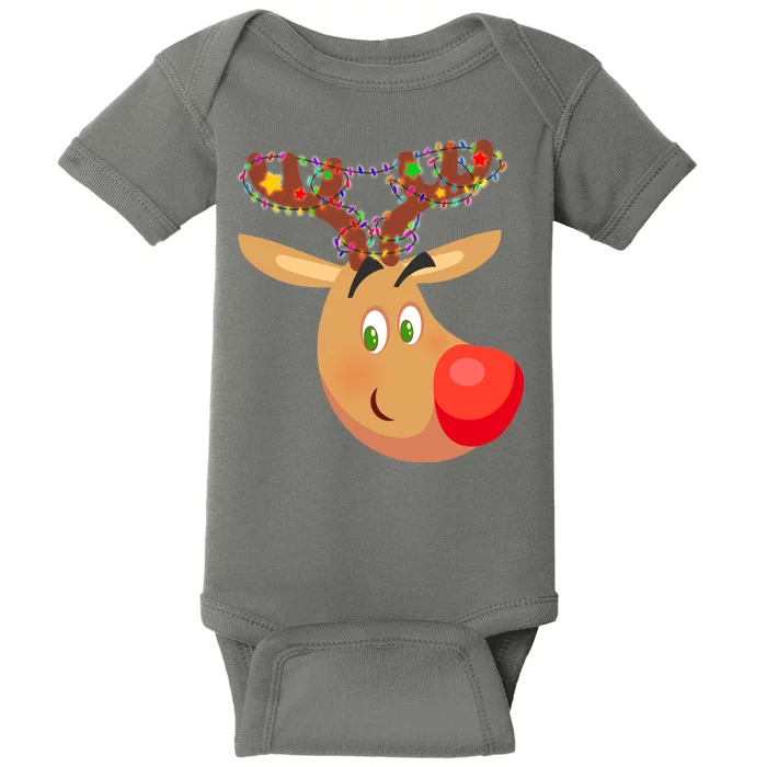 Christmas Reindeer Antler Lights Baby Bodysuit