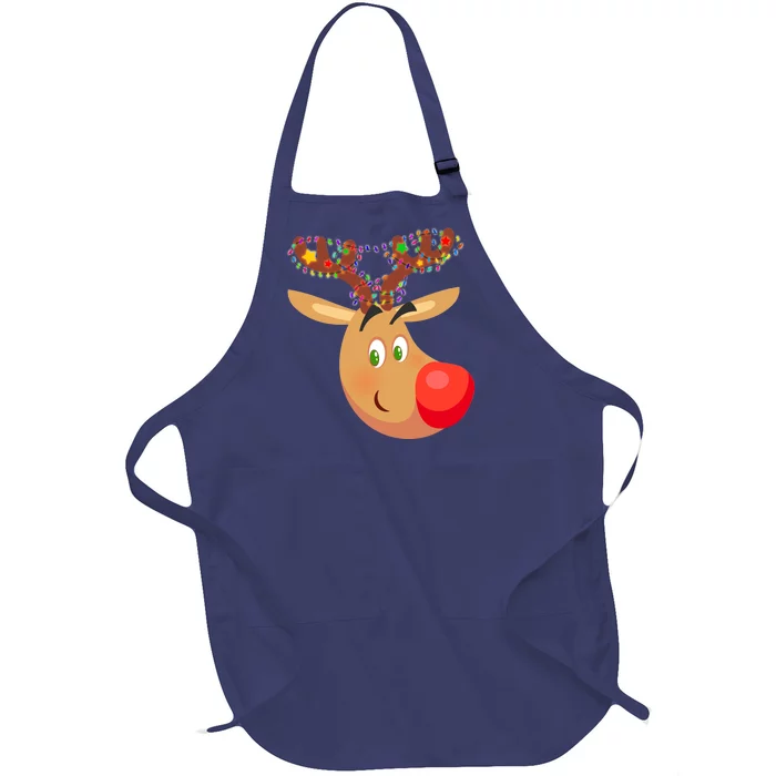 Christmas Reindeer Antler Lights Full-Length Apron With Pocket