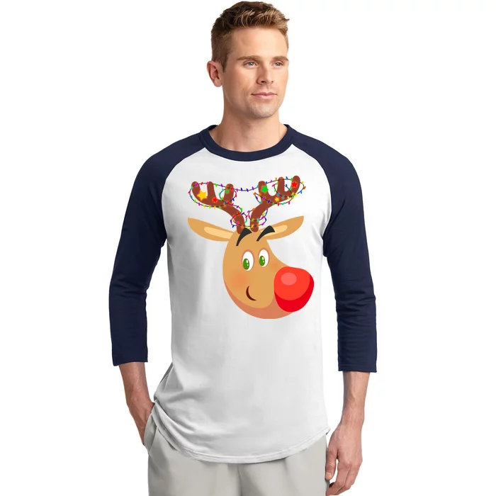 Christmas Reindeer Antler Lights Baseball Sleeve Shirt