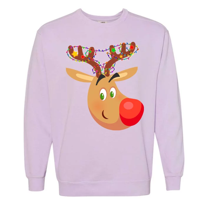 Christmas Reindeer Antler Lights Garment-Dyed Sweatshirt