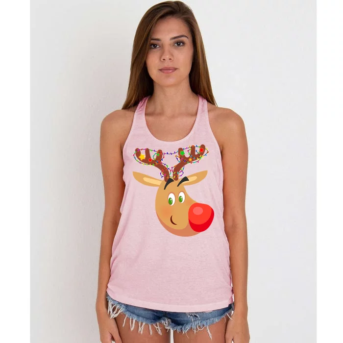 Christmas Reindeer Antler Lights Women's Knotted Racerback Tank