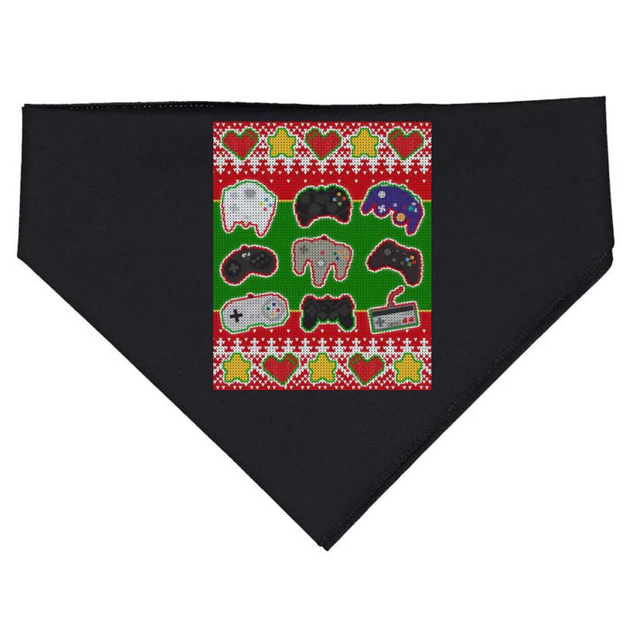 Christmas Retro Video Game Controllers Ugly Sweater USA-Made Doggie Bandana