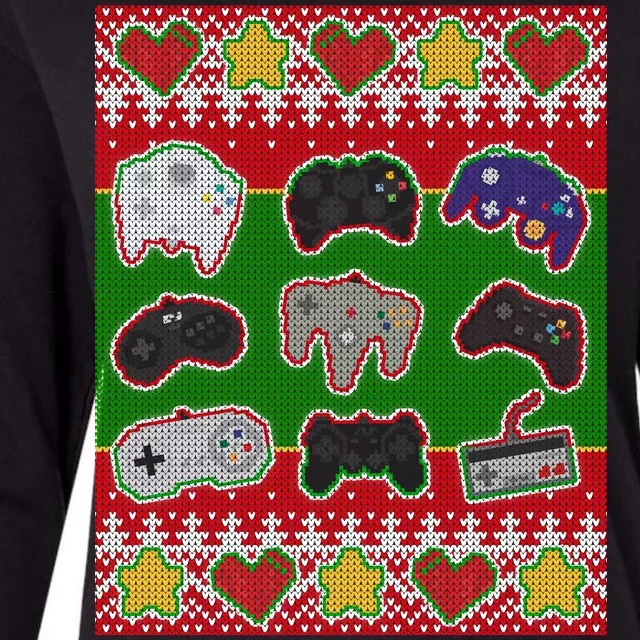 Christmas Retro Video Game Controllers Ugly Sweater Womens Cotton Relaxed Long Sleeve T-Shirt