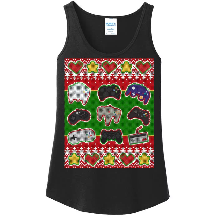 Christmas Retro Video Game Controllers Ugly Sweater Ladies Essential Tank