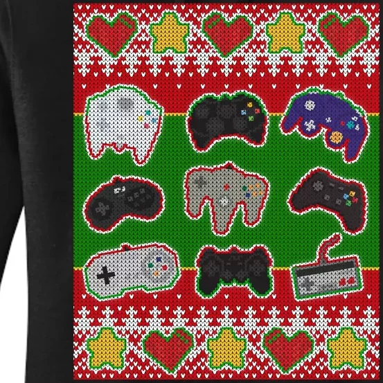 Christmas Retro Video Game Controllers Ugly Sweater Women's Pullover Hoodie