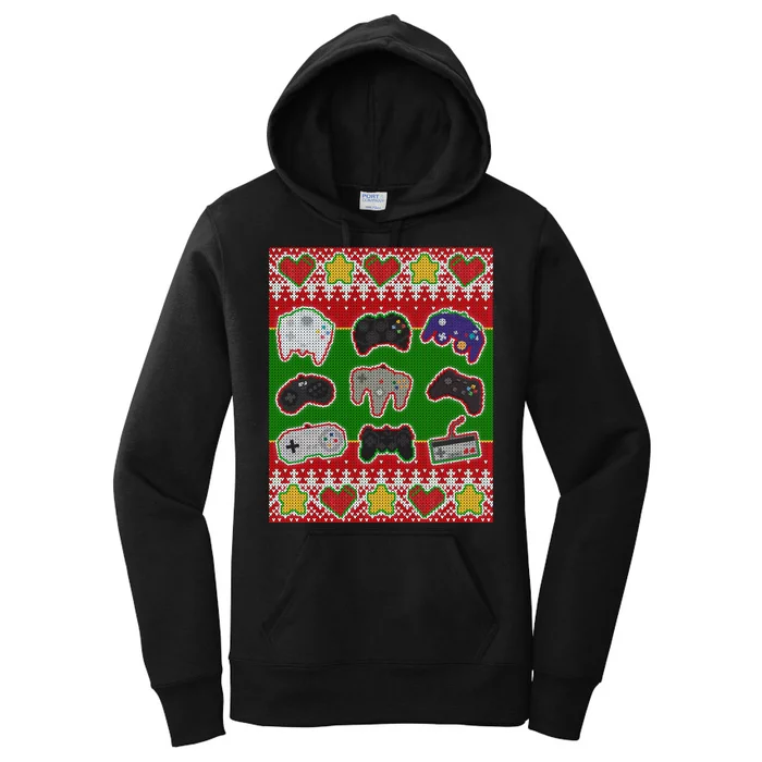 Christmas Retro Video Game Controllers Ugly Sweater Women's Pullover Hoodie