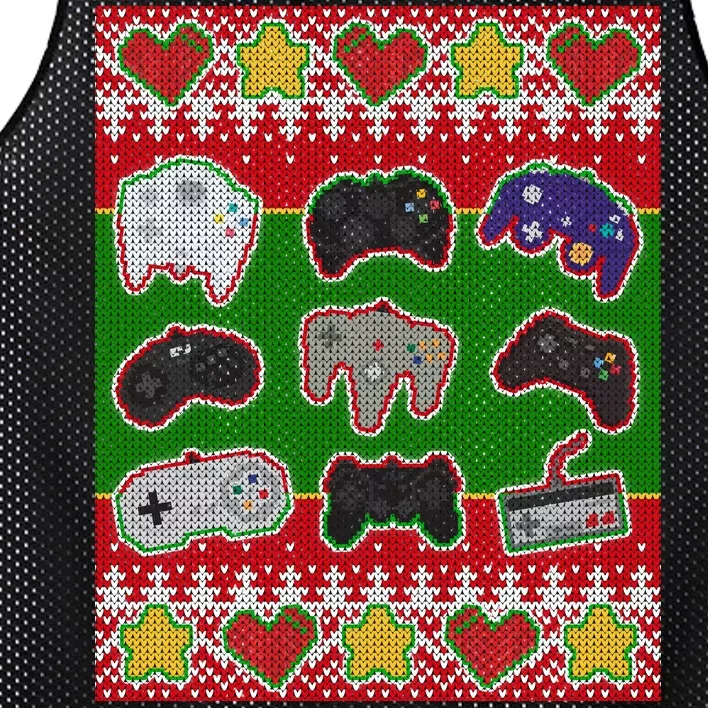 Christmas Retro Video Game Controllers Ugly Sweater Mesh Reversible Basketball Jersey Tank