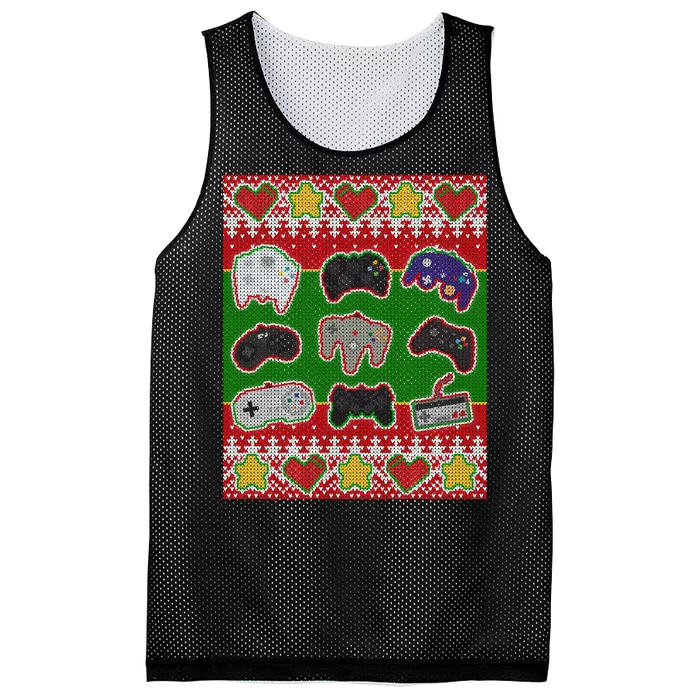 Christmas Retro Video Game Controllers Ugly Sweater Mesh Reversible Basketball Jersey Tank