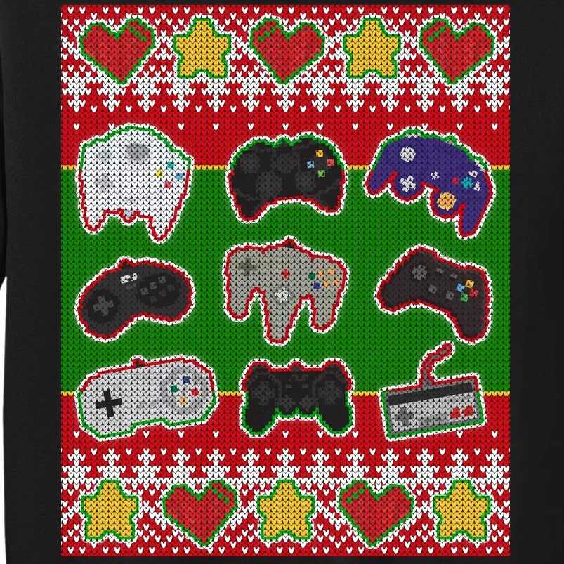 Christmas Retro Video Game Controllers Ugly Sweater Tall Sweatshirt