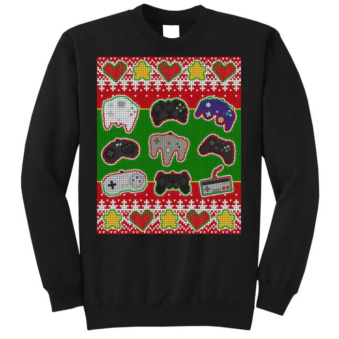 Christmas Retro Video Game Controllers Ugly Sweater Tall Sweatshirt