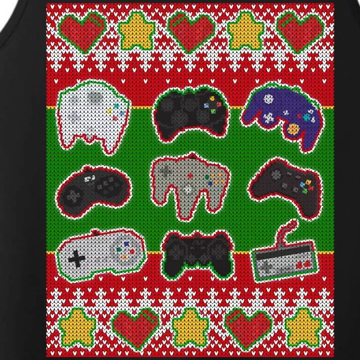 Christmas Retro Video Game Controllers Ugly Sweater Performance Tank