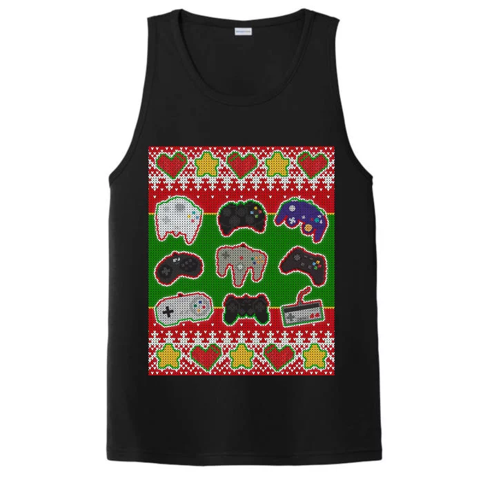 Christmas Retro Video Game Controllers Ugly Sweater Performance Tank