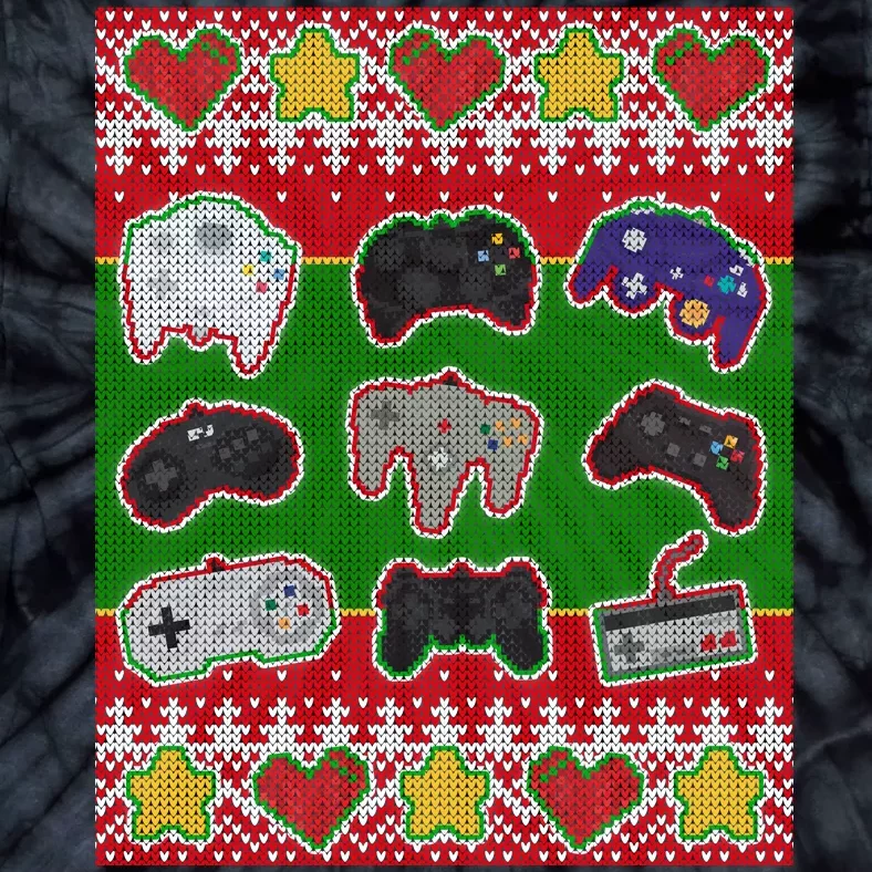 Christmas Retro Video Game Controllers Ugly Sweater Tie-Dye T-Shirt