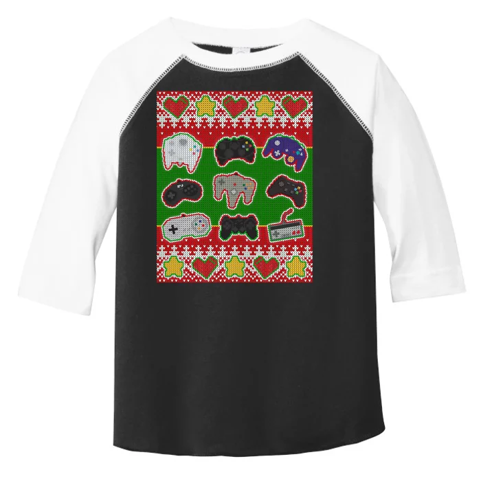 Christmas Retro Video Game Controllers Ugly Sweater Toddler Fine Jersey T-Shirt