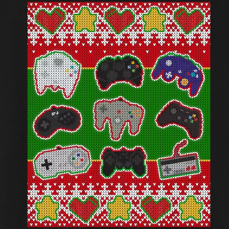 Christmas Retro Video Game Controllers Ugly Sweater Women's Crop Top Tee