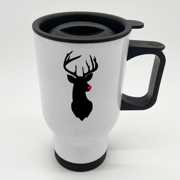 Christmas Rudolph The Red Nose Reindeer Front & Back Stainless Steel Travel Mug