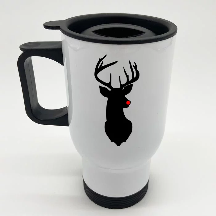 Christmas Rudolph The Red Nose Reindeer Front & Back Stainless Steel Travel Mug