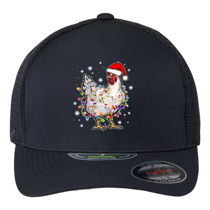 Christmas Santa Chicken Flexfit Unipanel Trucker Cap