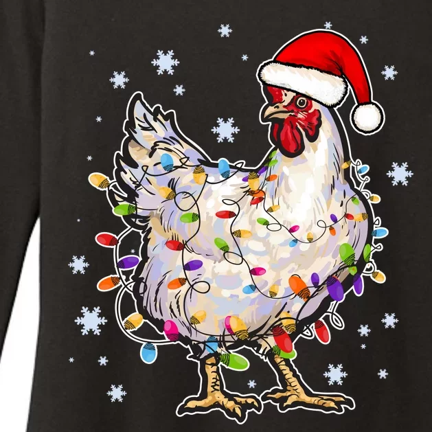 Christmas Santa Chicken Womens CVC Long Sleeve Shirt