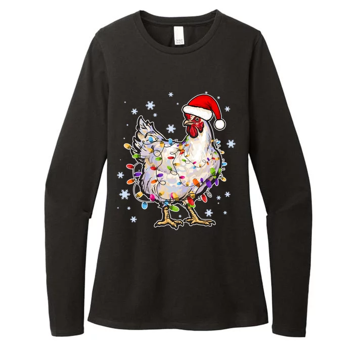 Christmas Santa Chicken Womens CVC Long Sleeve Shirt