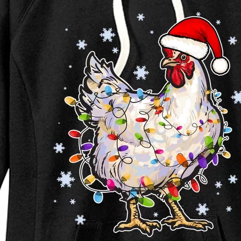 Christmas Santa Chicken Women's Fleece Hoodie