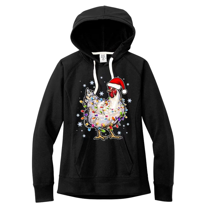 Christmas Santa Chicken Women's Fleece Hoodie