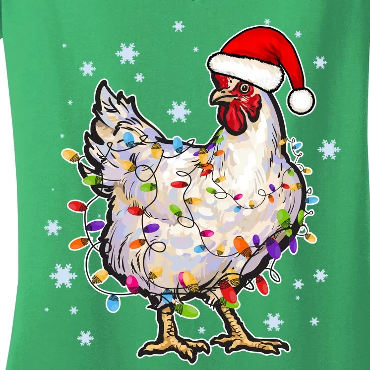 Christmas Santa Chicken Women's V-Neck T-Shirt