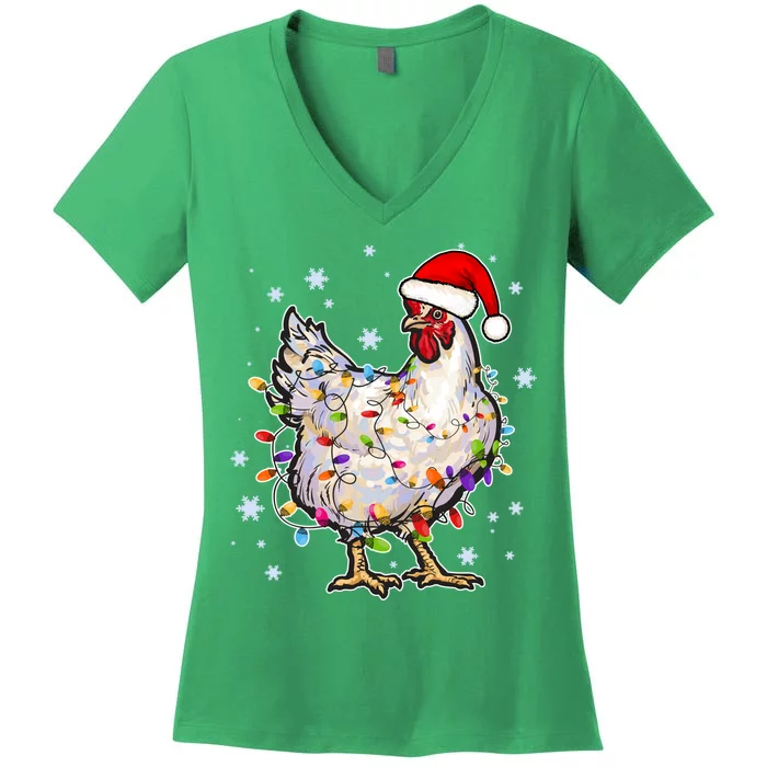 Christmas Santa Chicken Women's V-Neck T-Shirt