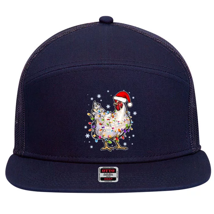 Christmas Santa Chicken 7 Panel Mesh Trucker Snapback Hat