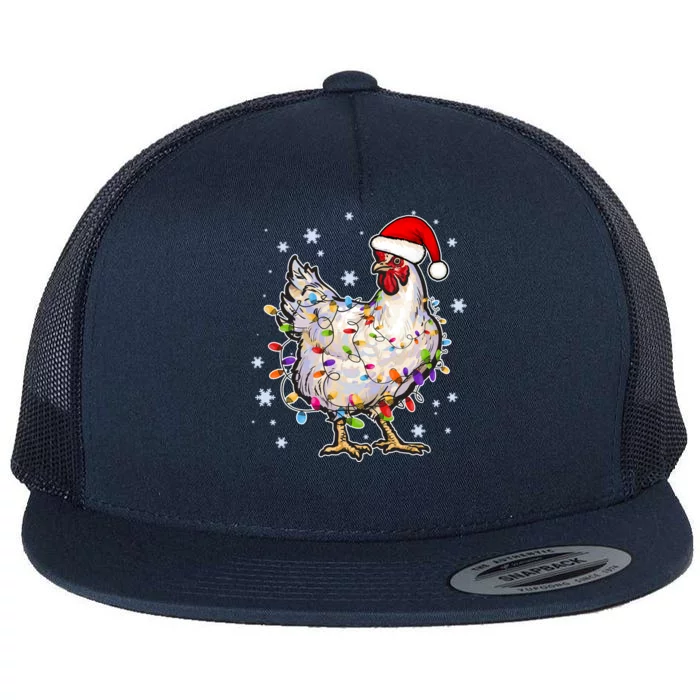 Christmas Santa Chicken Flat Bill Trucker Hat