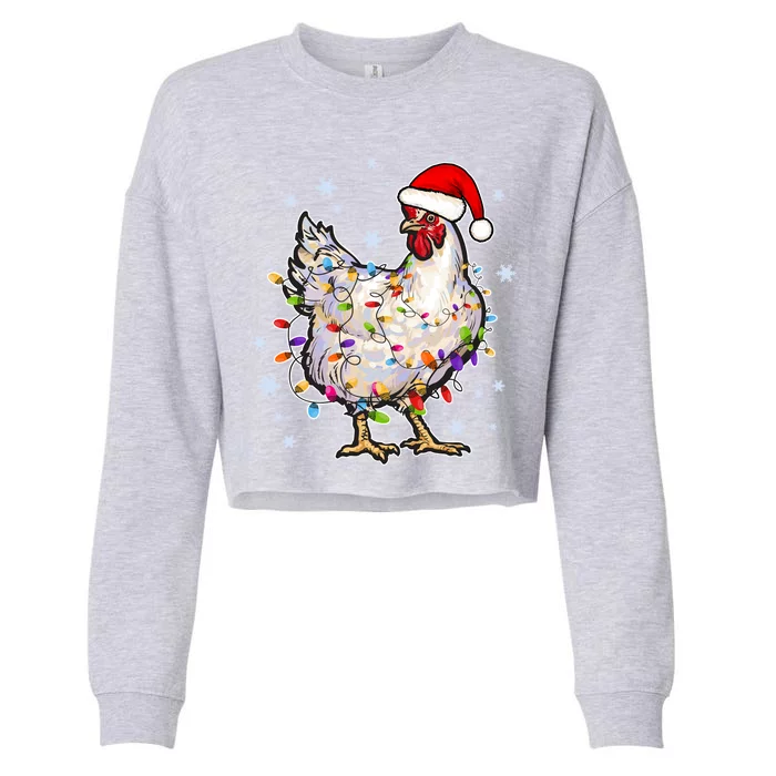 Christmas Santa Chicken Cropped Pullover Crew